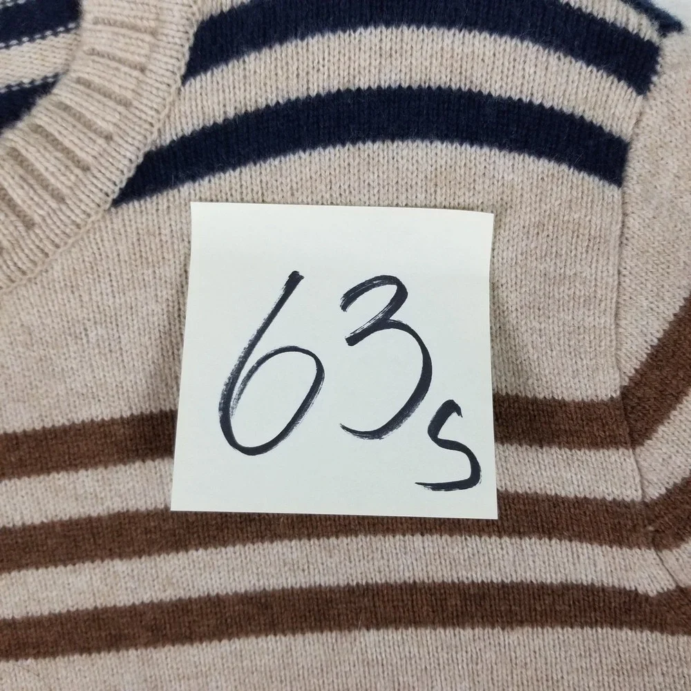 J. Crew Rugged Merino Sweater Mens Small Beige Striped Wool Blend Pullover